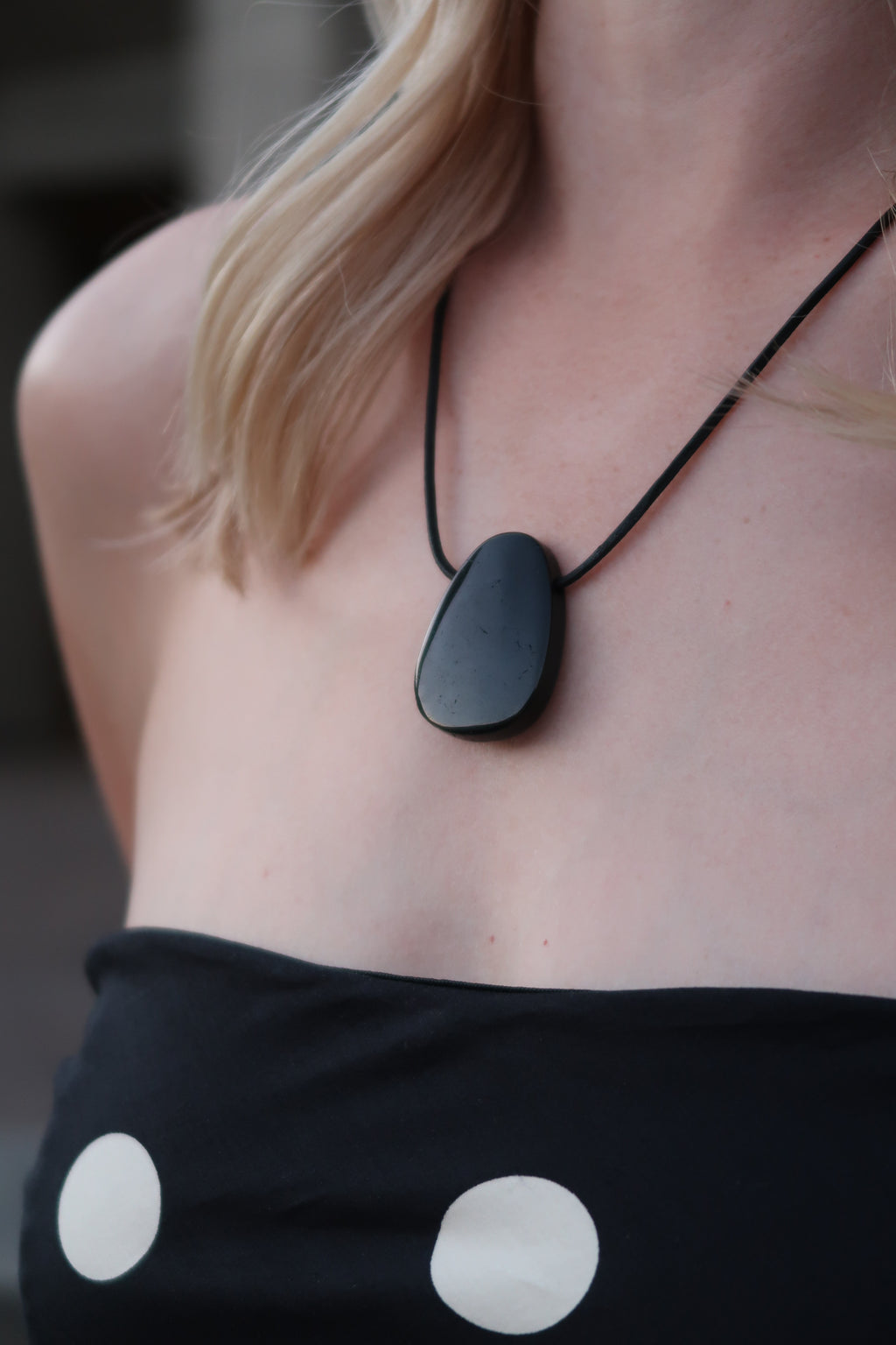 Hand carved black tourmaline crystal pendant
