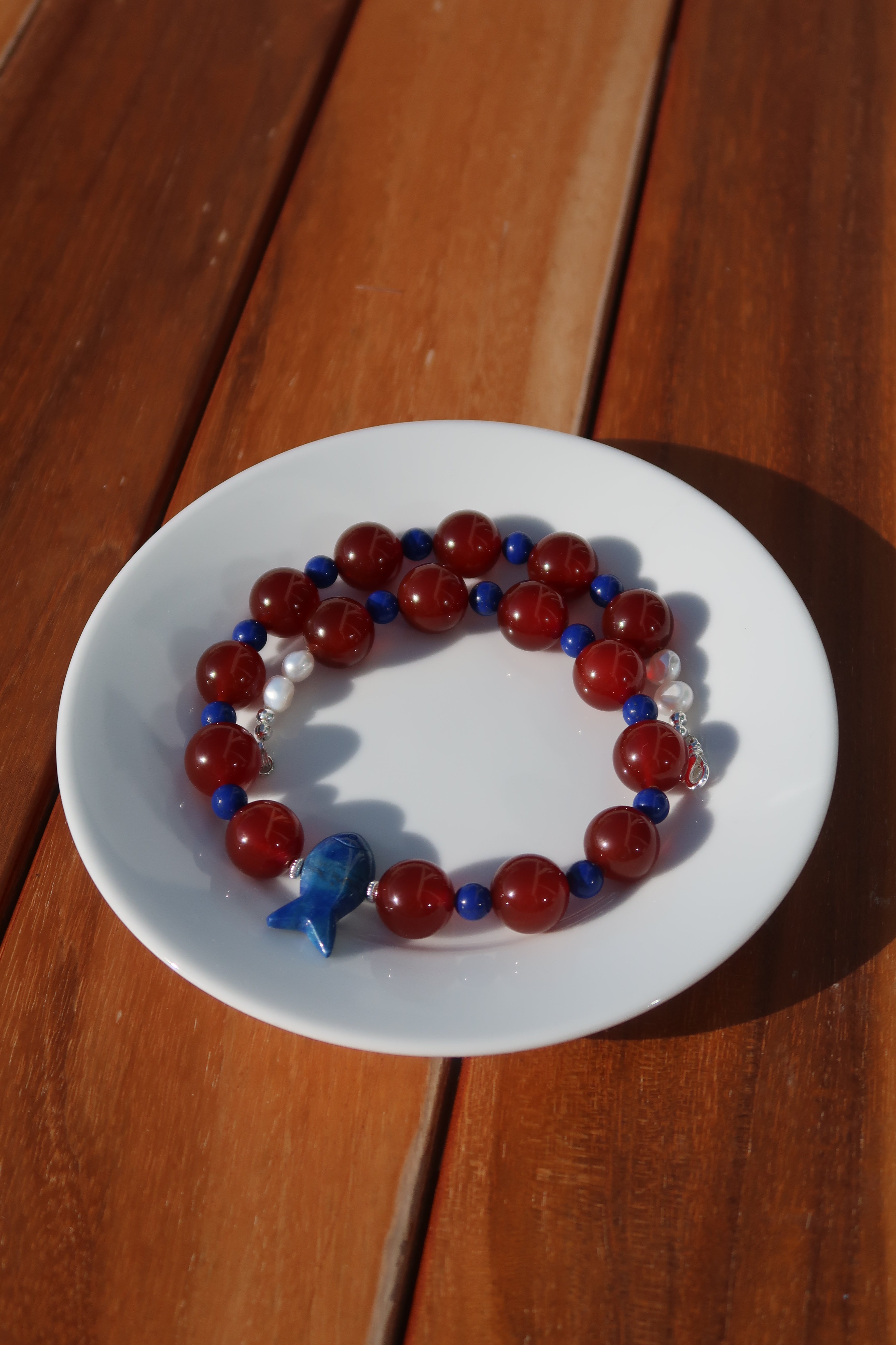 Americana Fish Beaded Necklace (Made to order)